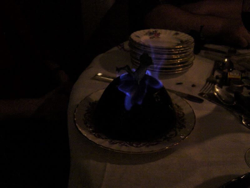 burning Christmas pudding
