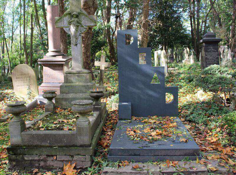 The tomb of Patrick Caulfield at Highgate Cemetery East