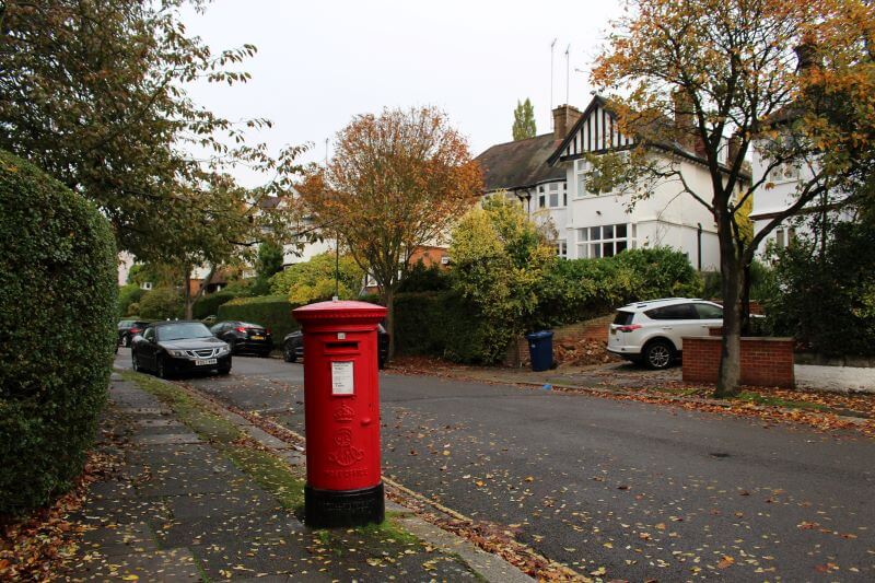 post and houses on Corringham Road