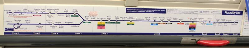 Piccadilly Line Map in tube