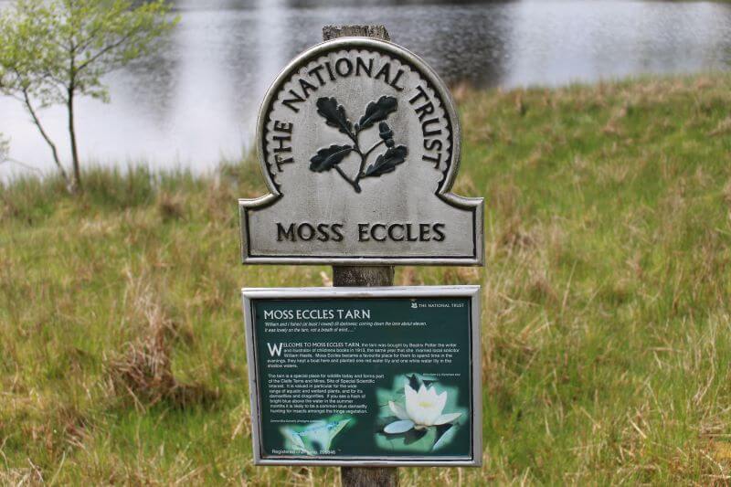 The sign of National Trust at Moss Eccles Tarn