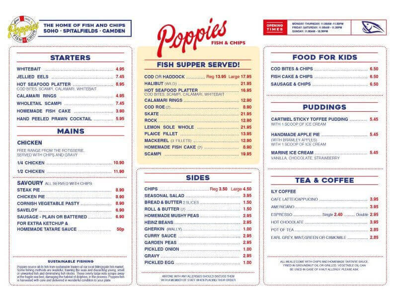 Poppies Menu