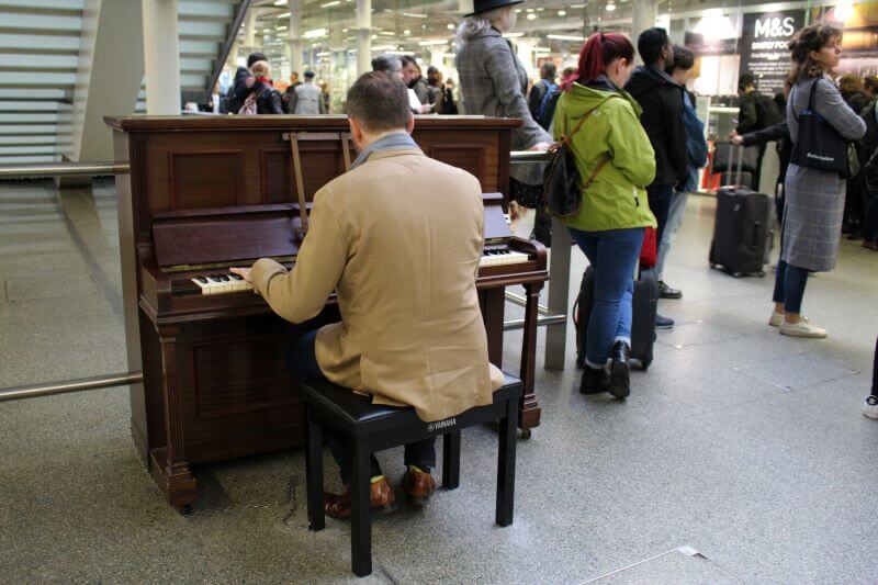 piano at St Pancras International Station