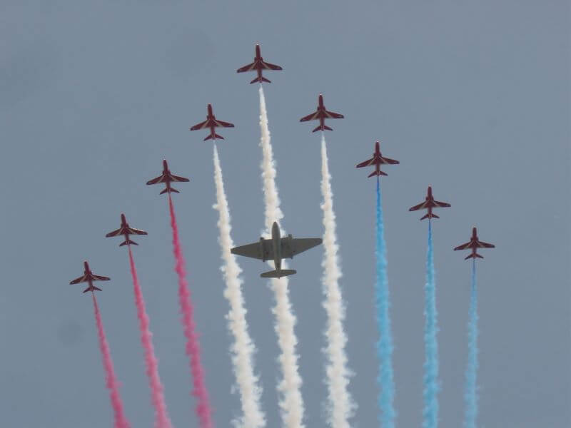 Royal Air Force flying over Buckingham Palace on the Queen's Birthday