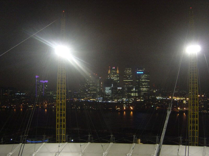 Canary Wharf from the roof of the O2