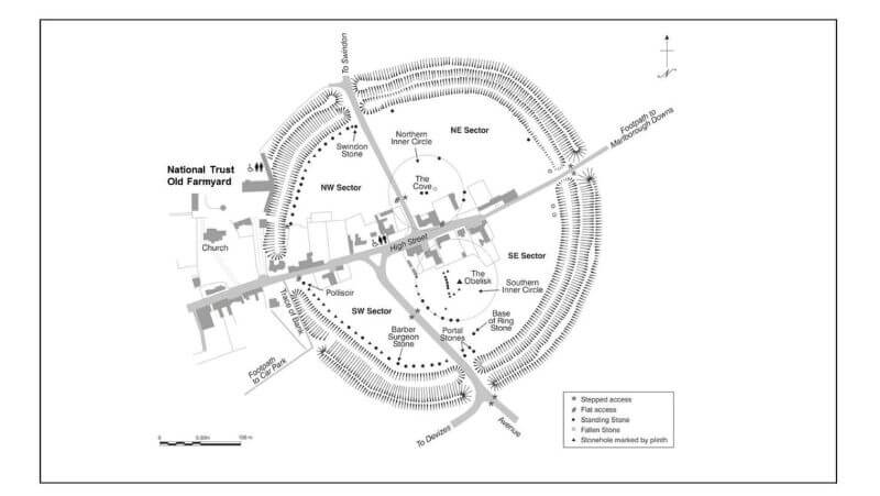 Map of Avebury Stone Circles and Henge