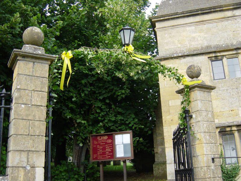 Wedding ribbons at St Jame's Church, Chipping Campden