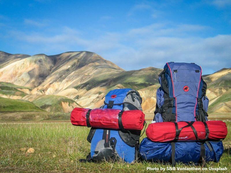 backpacks and mountains