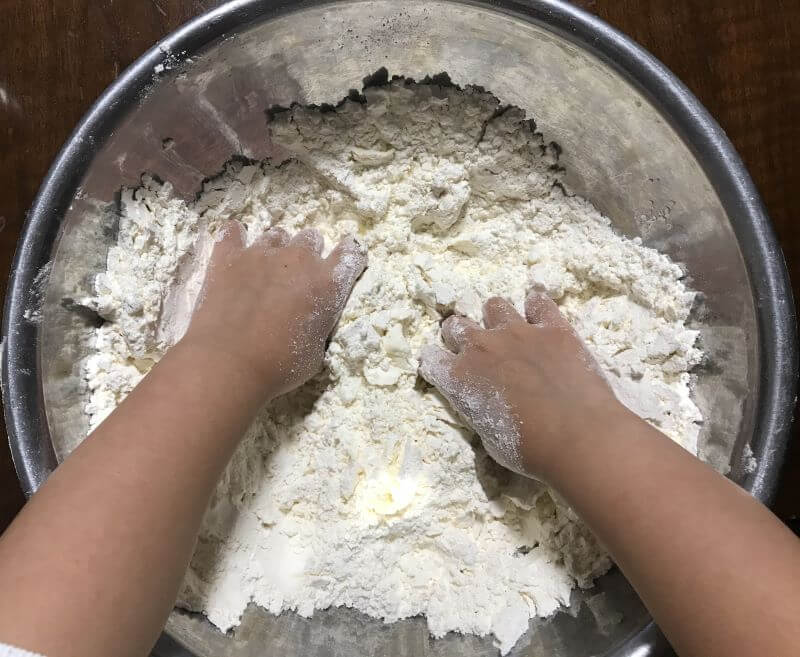 mixing butter and plain flour
