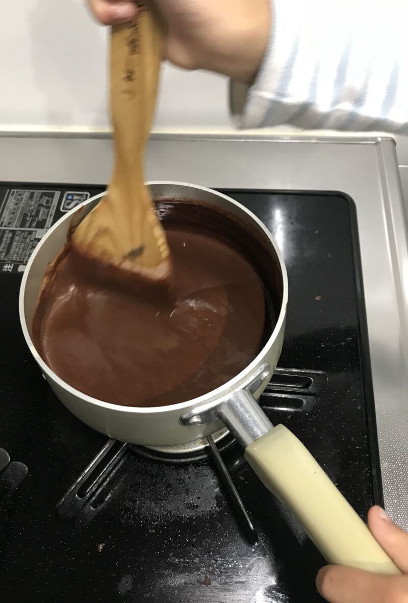 add dark chocolate and stirring until completely melted
