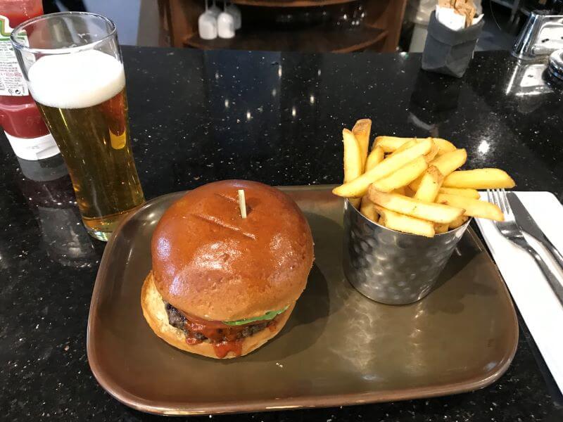 beefburger and chips at T5, Heathrow Airport