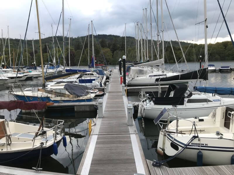 View of Windermere and boats from the Ship Inn