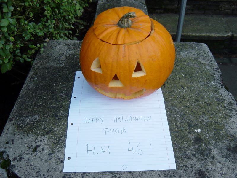 Halloween pumpkin and message