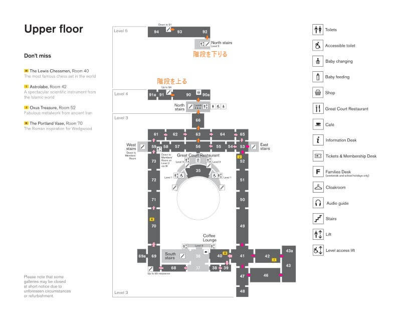 best route of Upper floor at British_Museum