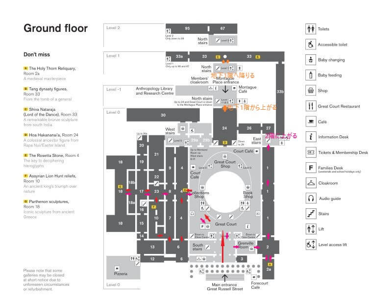 best route of Ground floor at British_Museum_Map