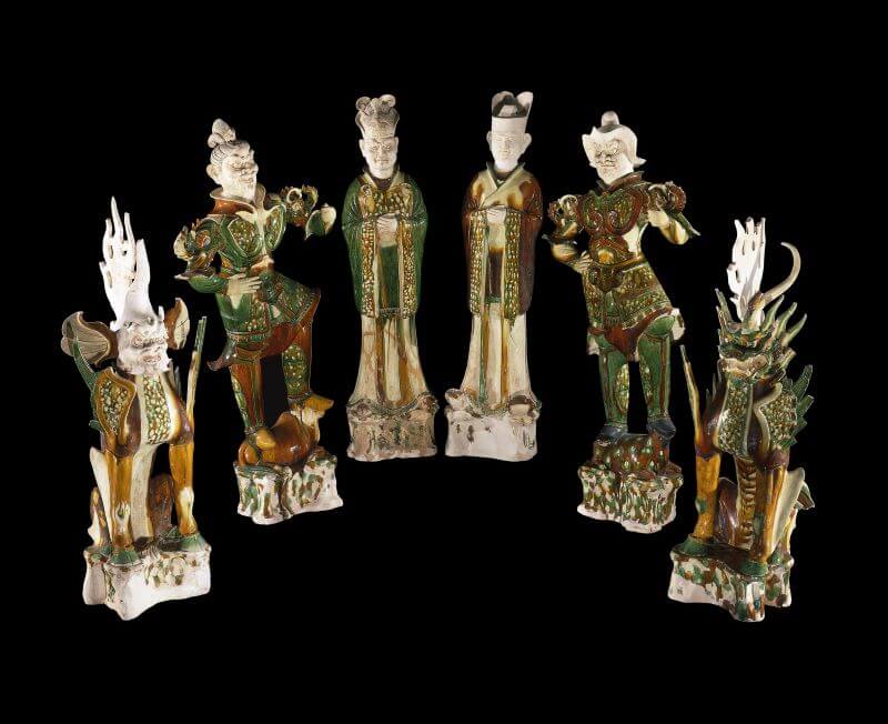 Group of sancai ceramic tomb figures