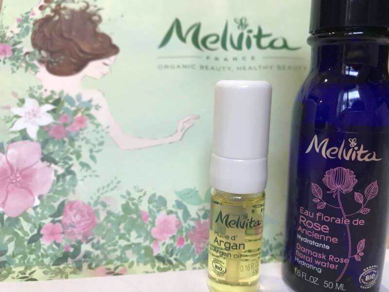 Melvita argan oil and Damask Rose floral water