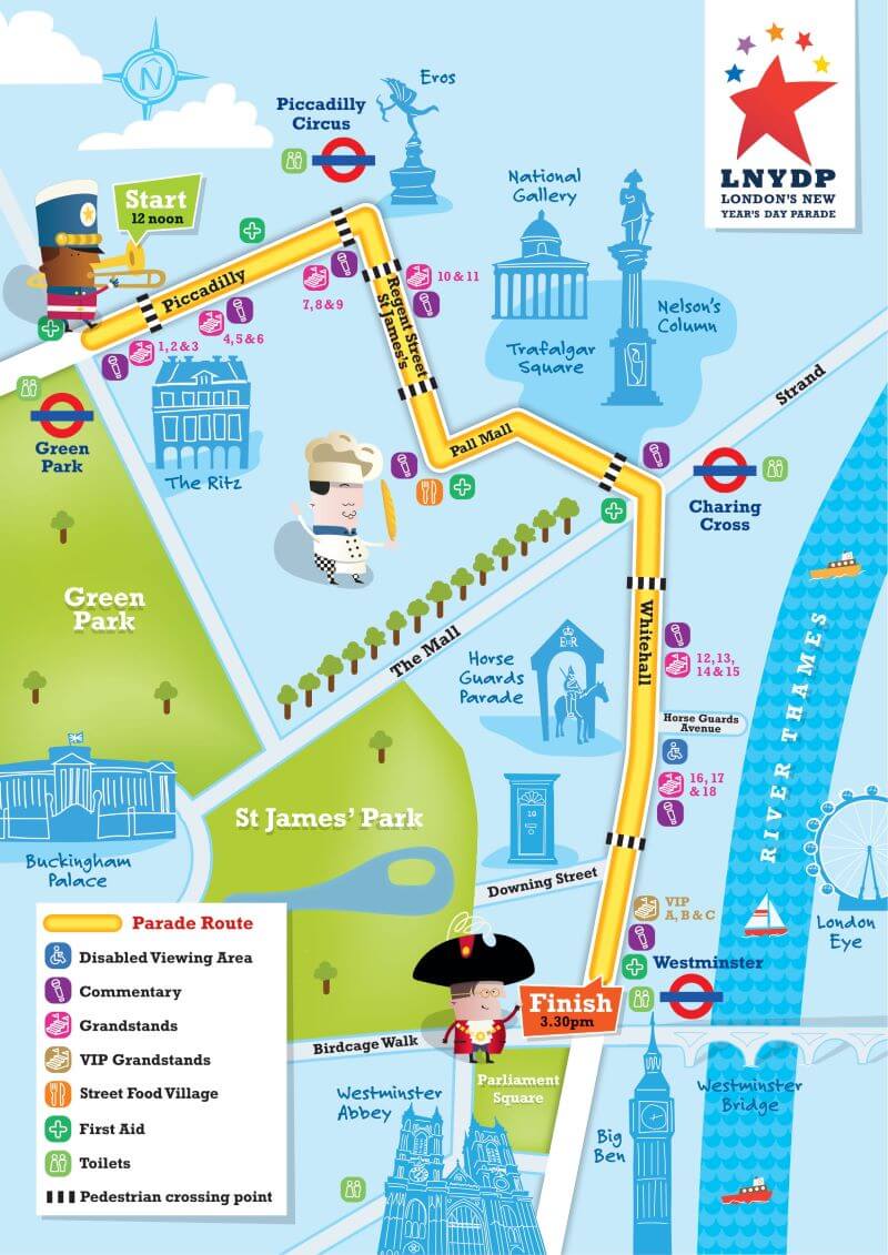 London New Year's Day Parade Map