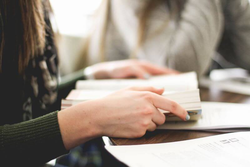 a woman reading a book
