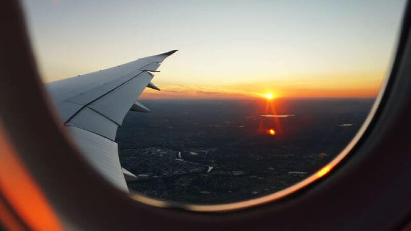 a wing of airplane from window